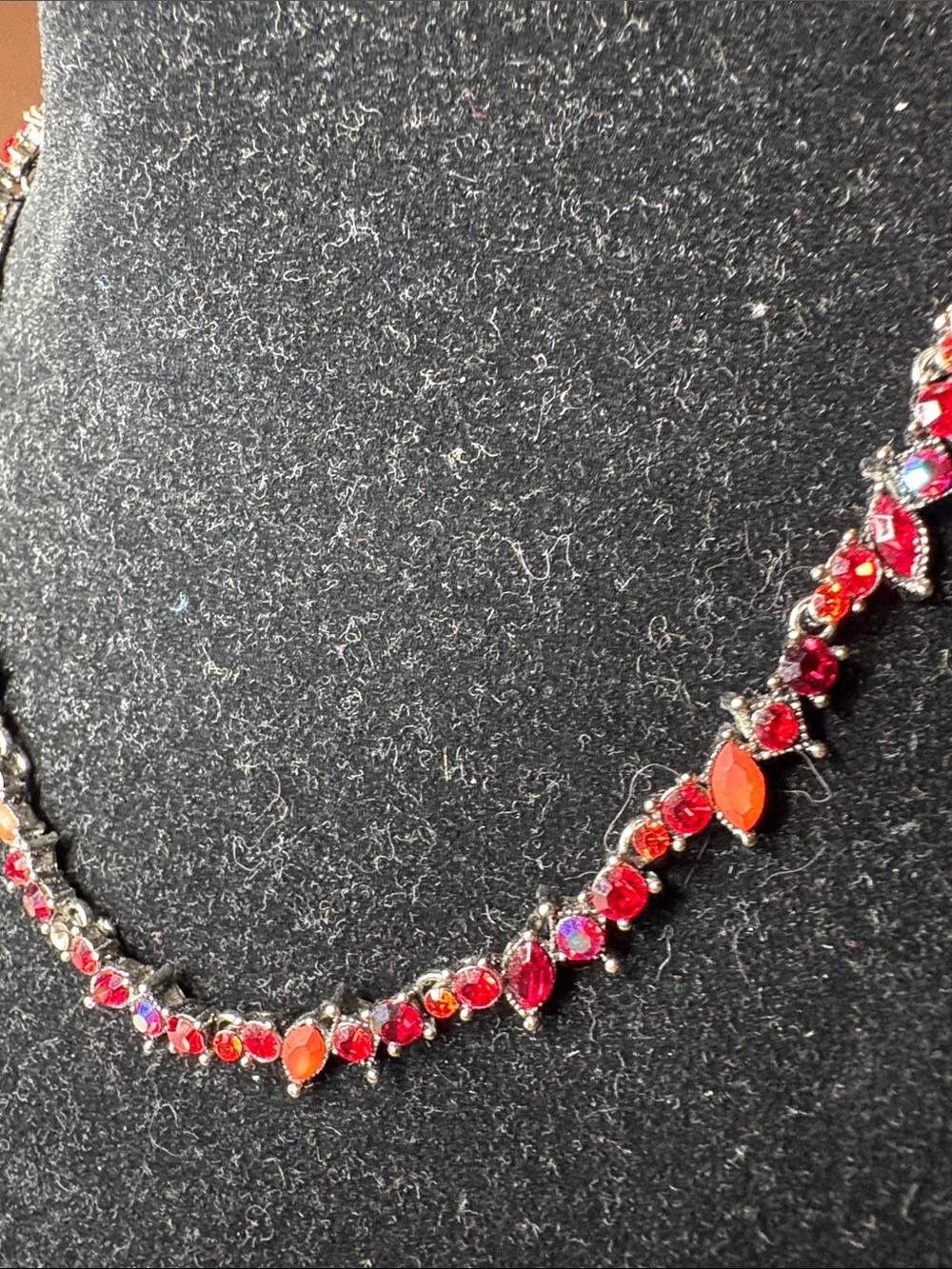 Red Crystal & Marquise Stone Necklace - Women Jewelry